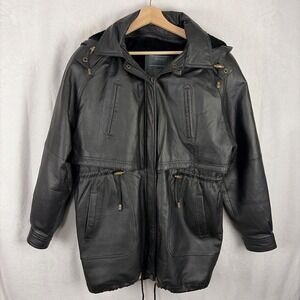 Sergio Vadducci Jacket Black Leather Piel Removable Liner Overcoat XL NWT